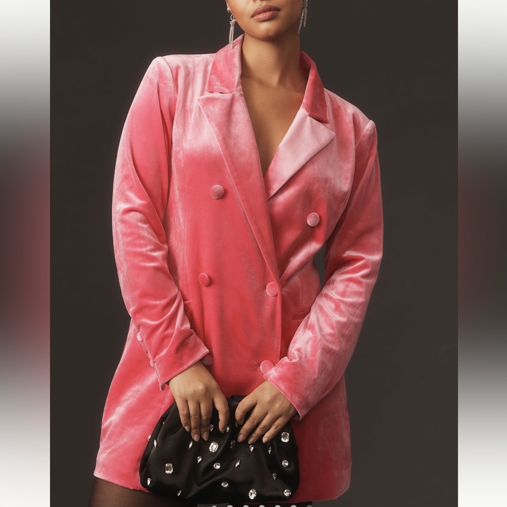 GOOD AMERICAN VELVET BLAZER MINI DRESS - Picture 8 of 9